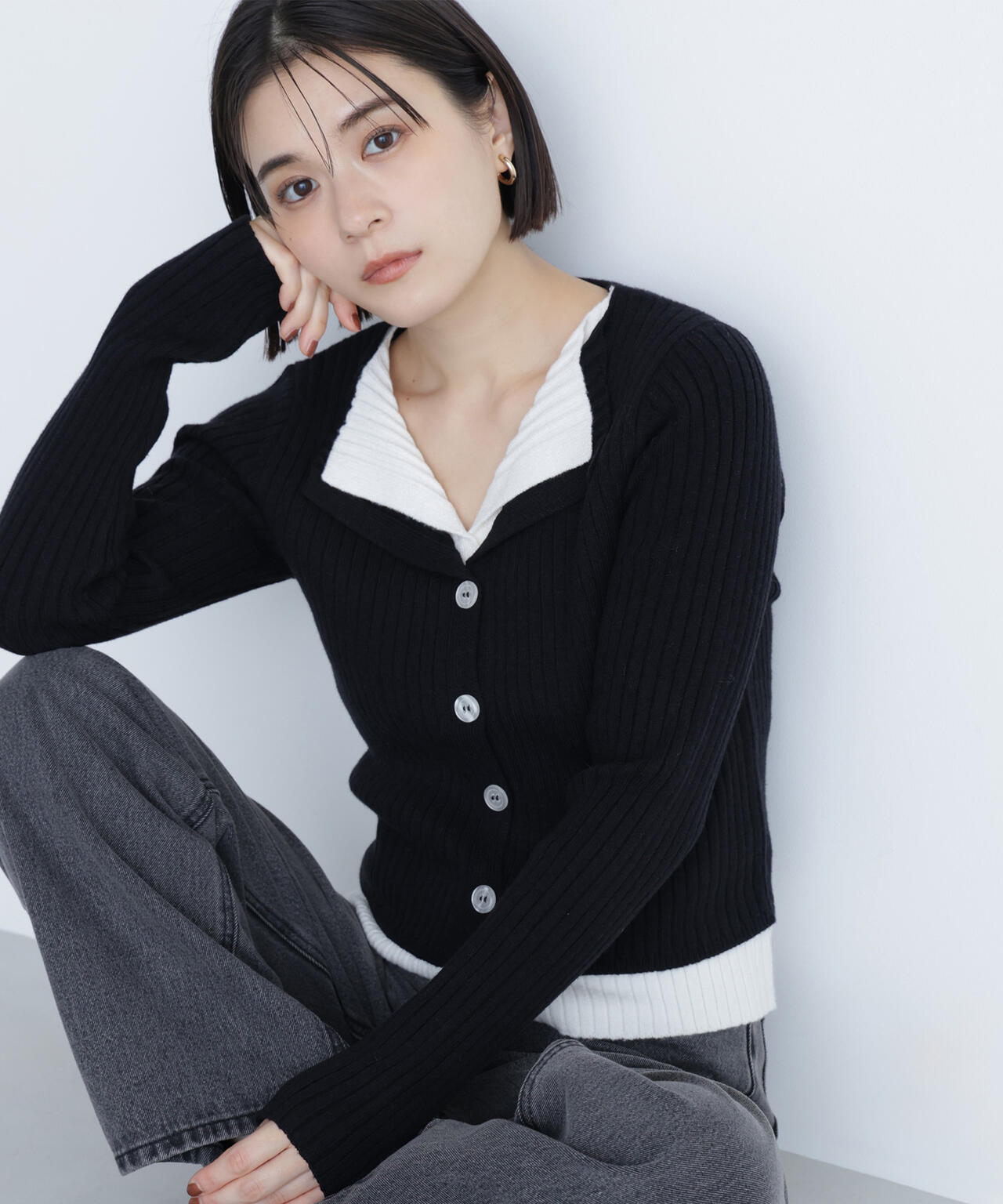 レイヤードライクスキッパーニット