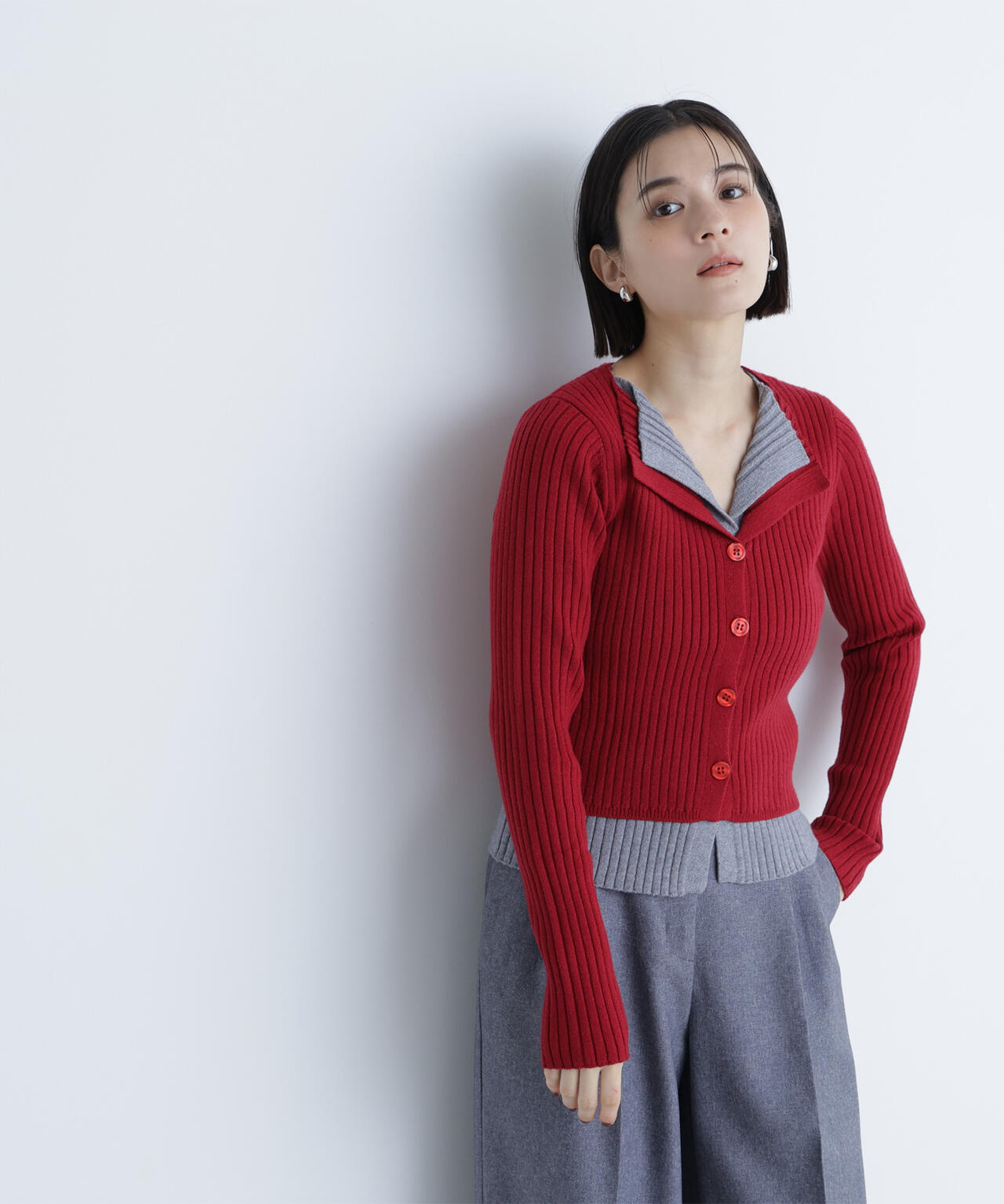 レイヤードライクスキッパーニット