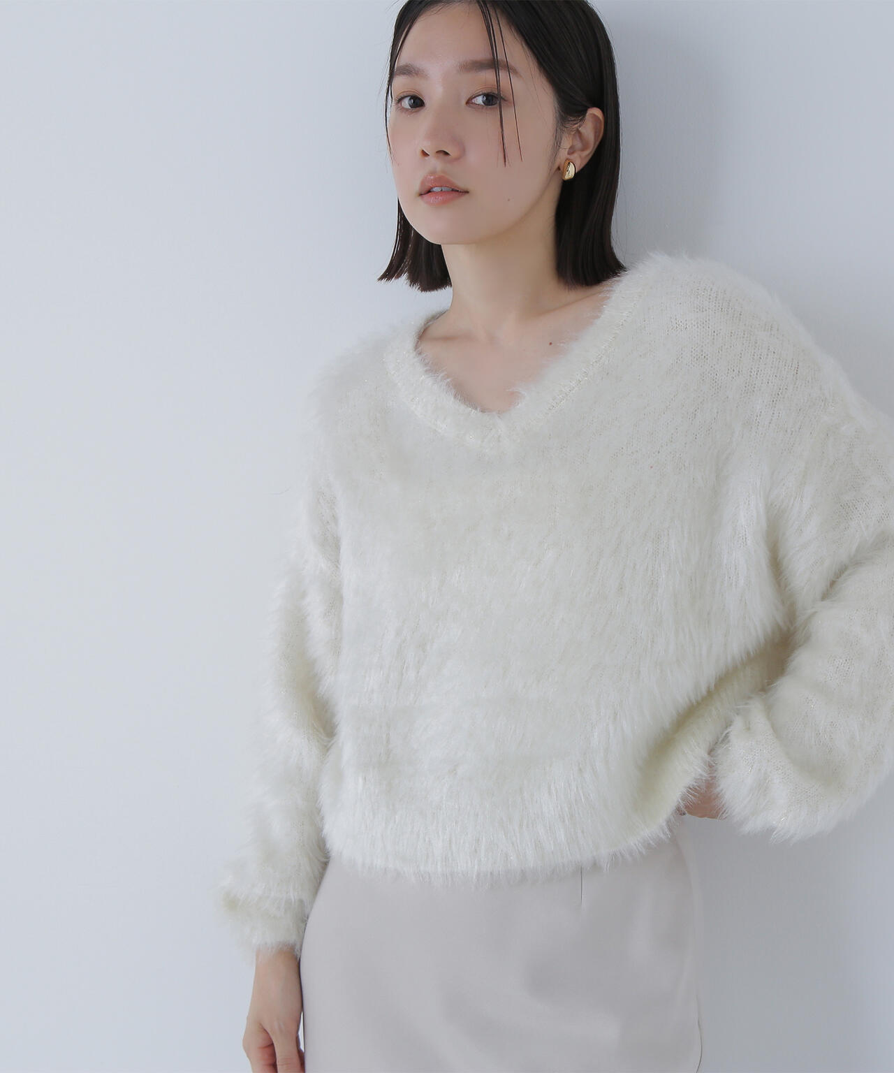 ヘアリーラメニットシリーズ Vネックニット | NATURAL BEAUTY BASIC