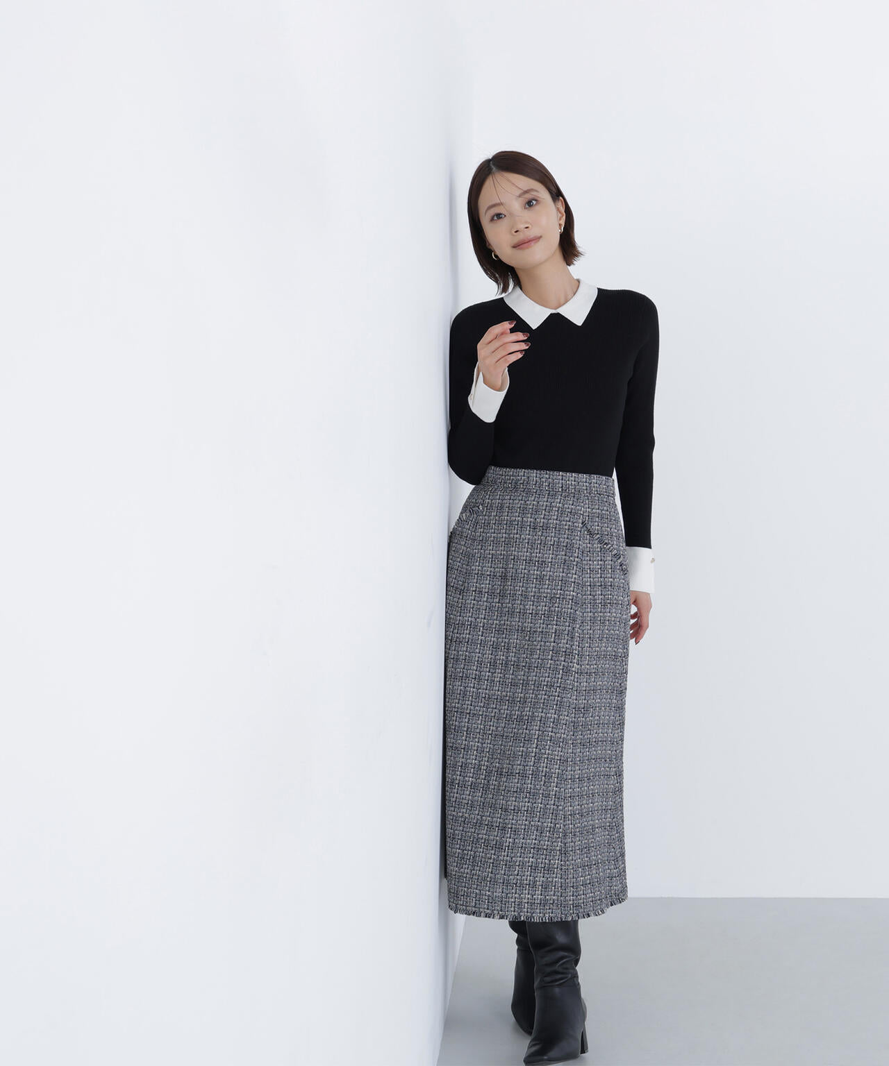 CLASSY.12月号掲載】襟付ベーシックリブニット | NATURAL BEAUTY BASIC