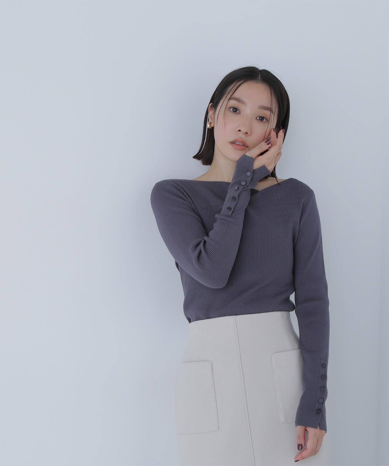 専用！Rene 　ビジュー付きリブニット　タグ付き未使用品です ニュアンスネックリブニット | NATURAL BEAUTY BASIC（ナチュラル