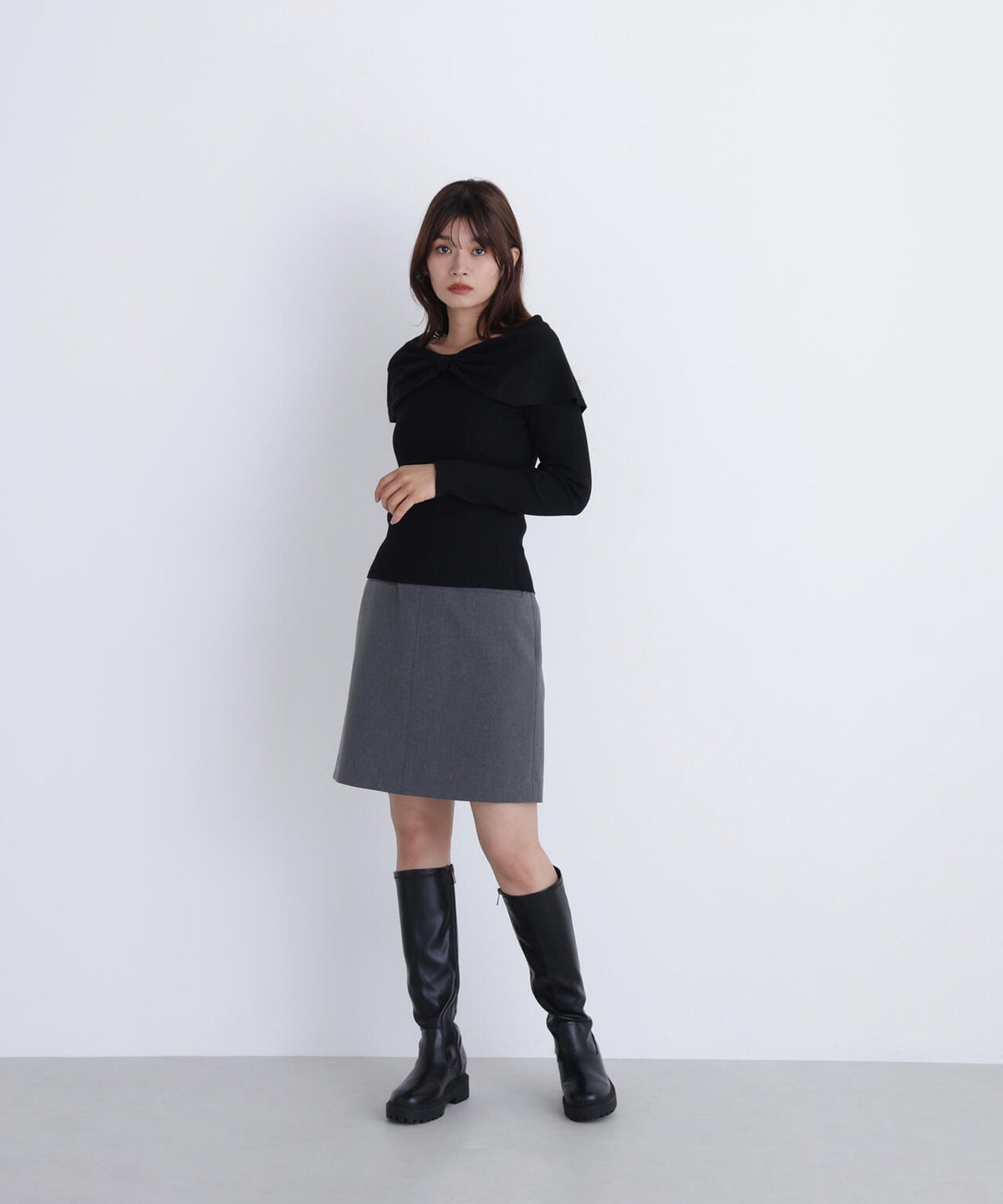 フロントリボンニット