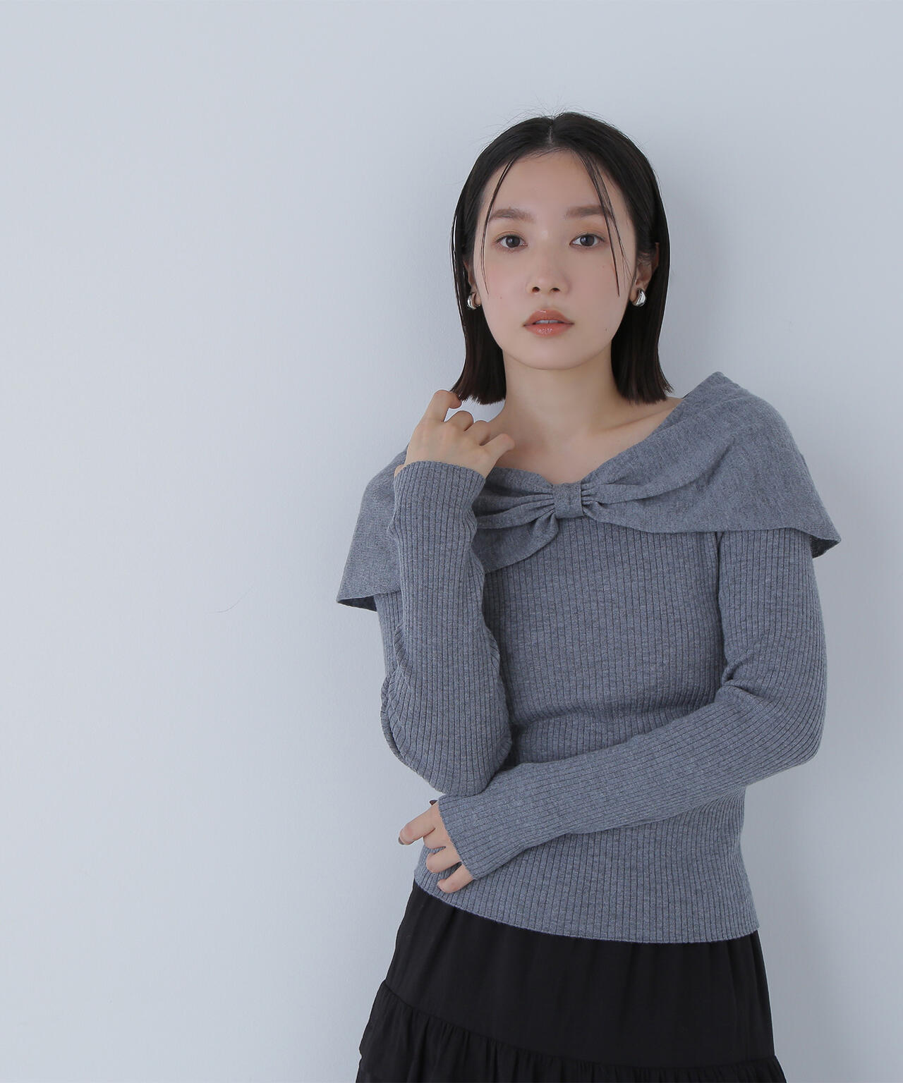 新品未使用　フロントリボンニットトップス フロントリボンニット | NATURAL BEAUTY BASIC（ナチュラル