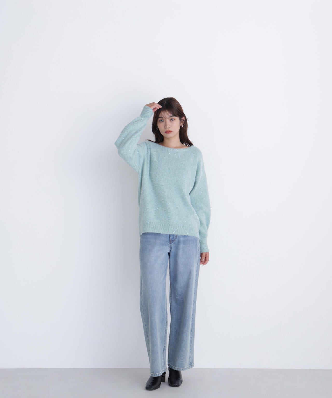 スパンコールフェザーラメニット