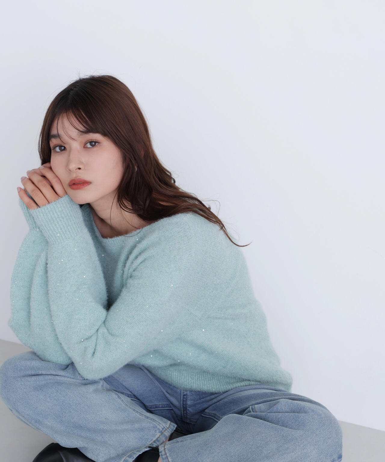 スパンコールフェザーラメニット | NATURAL BEAUTY BASIC（ナチュラル