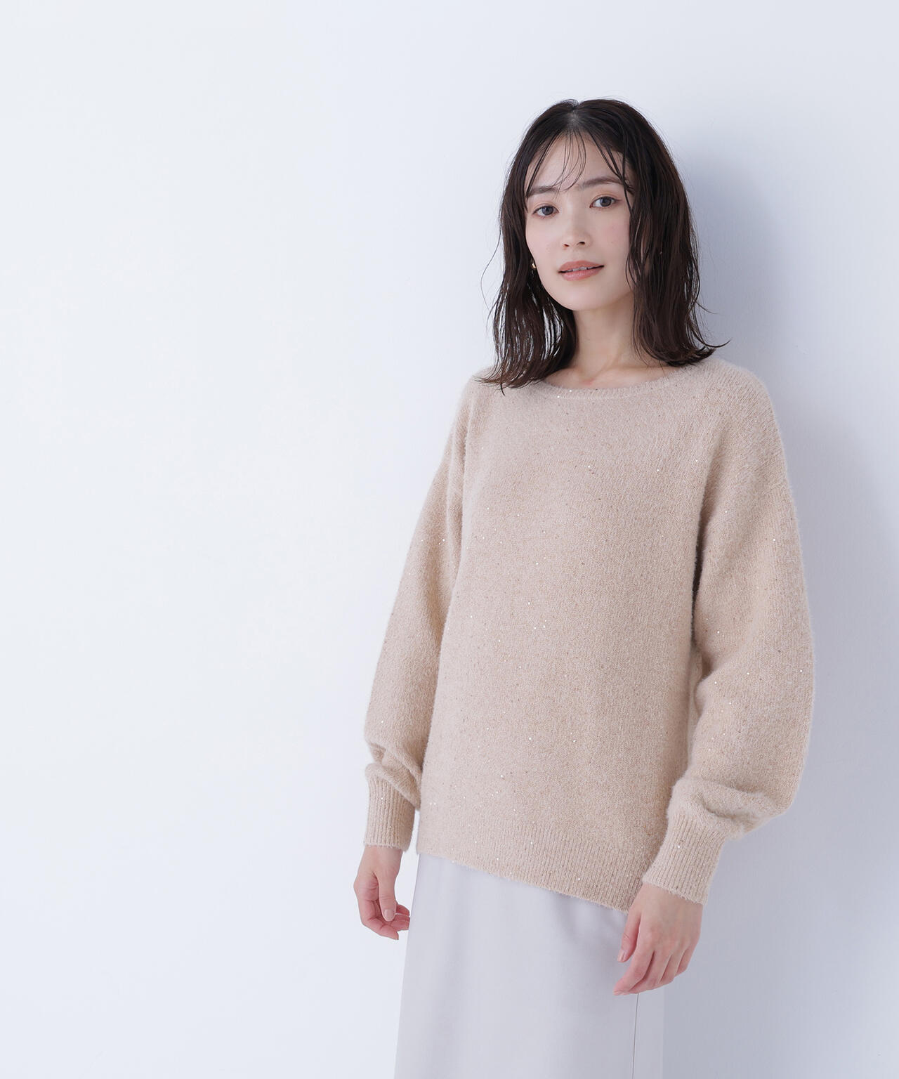 スパンコールフェザーラメニット