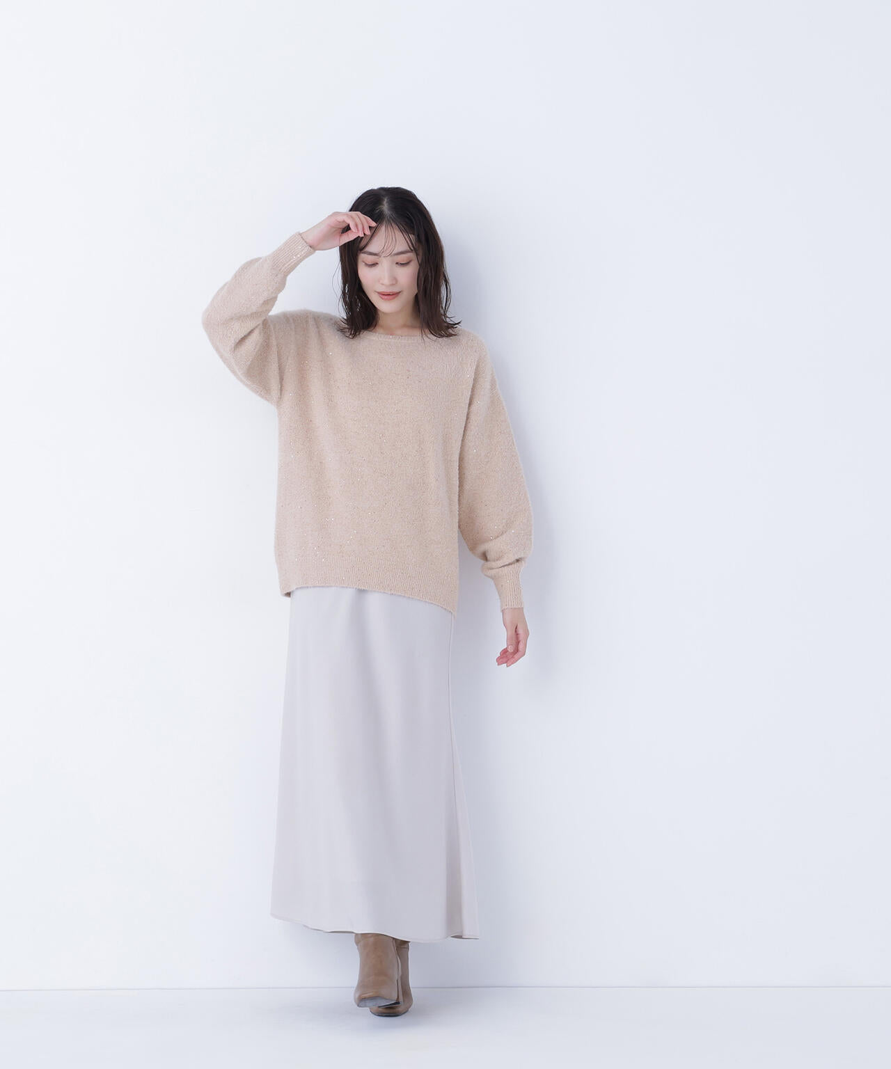 スパンコールフェザーラメニット