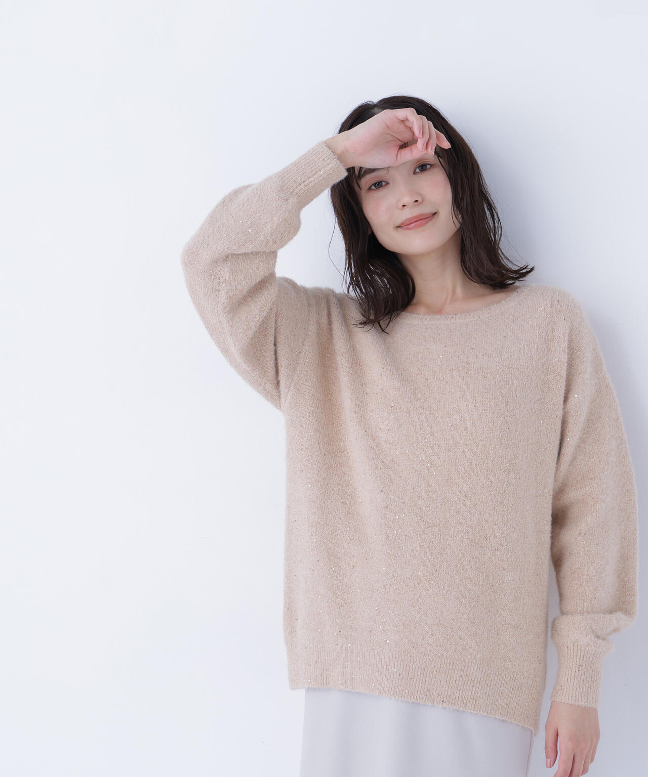 スパンコールフェザーラメニット