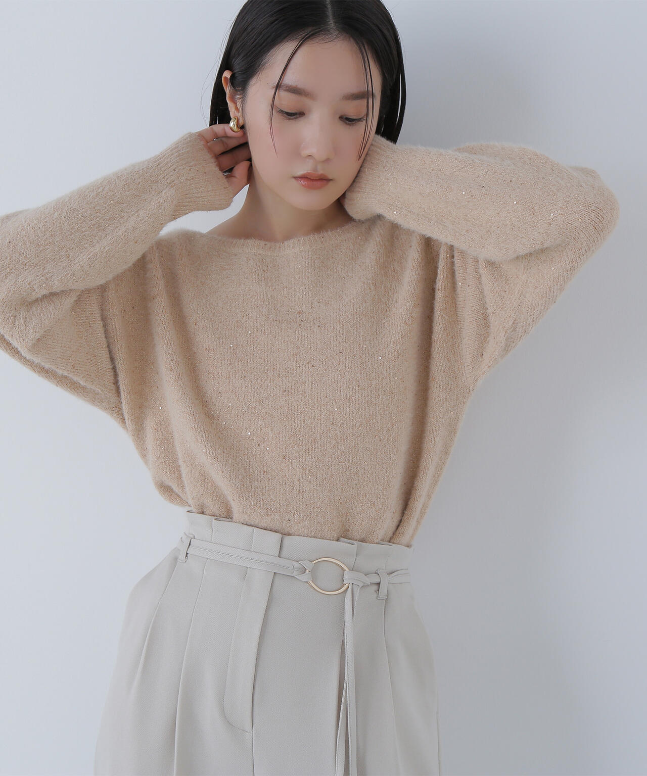 スパンコールフェザーラメニット