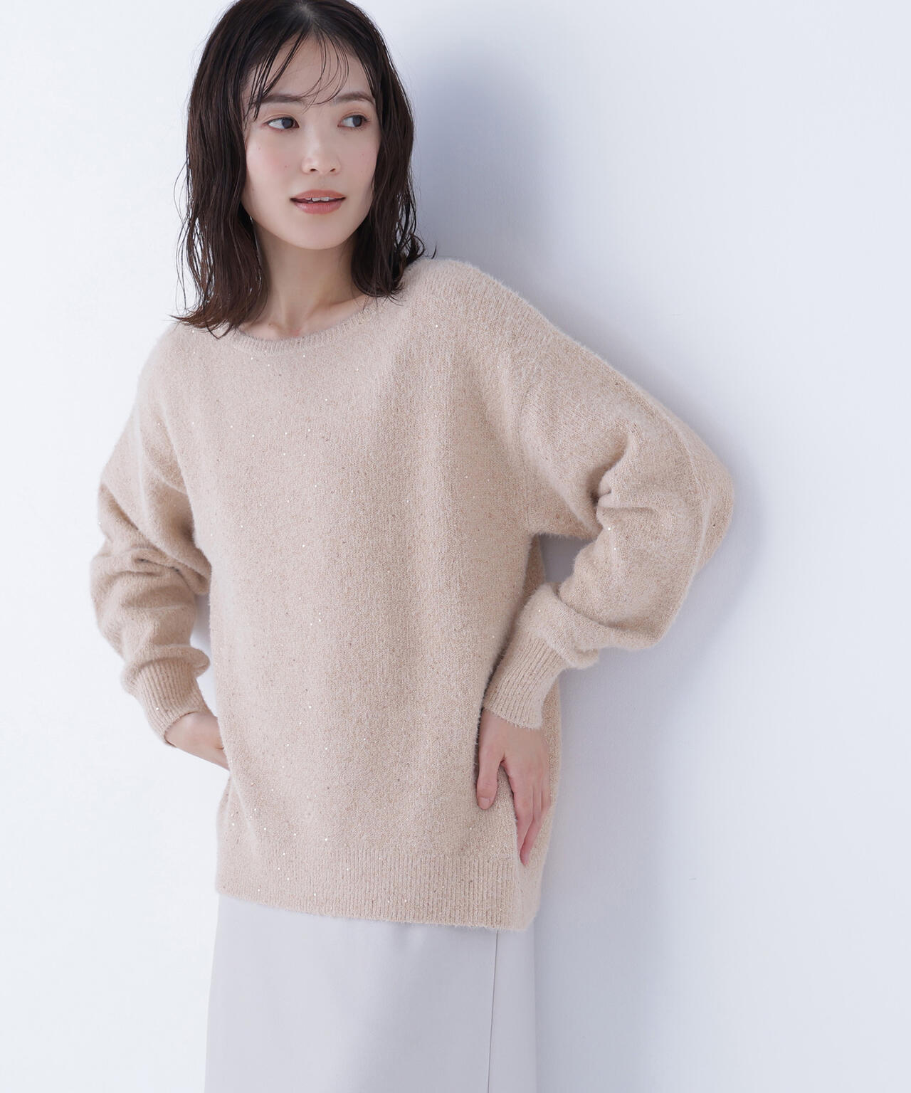 スパンコールフェザーラメニット | NATURAL BEAUTY BASIC（ナチュラル