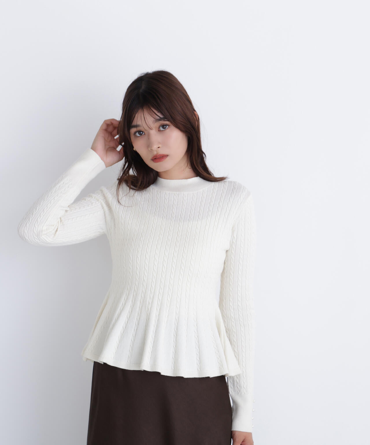 ケーブルペプラムニット | NATURAL BEAUTY BASIC（ナチュラル