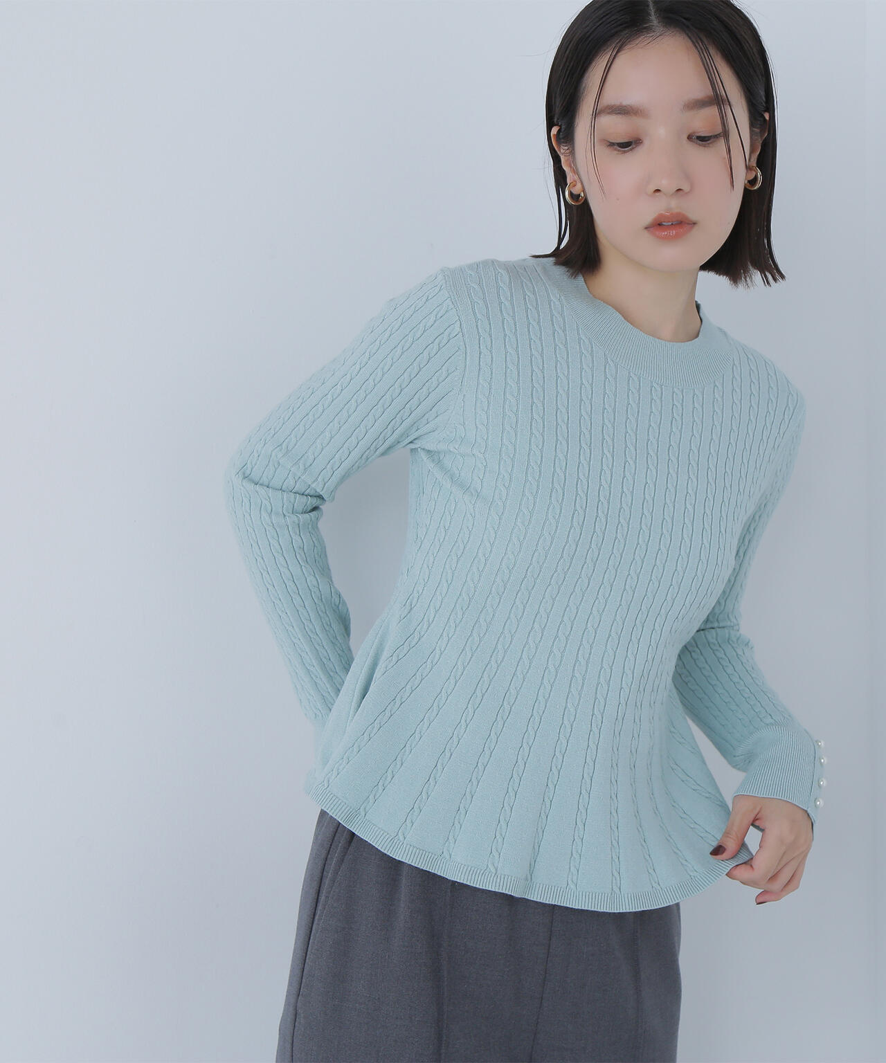 ケーブルペプラムニット | NATURAL BEAUTY BASIC（ナチュラル