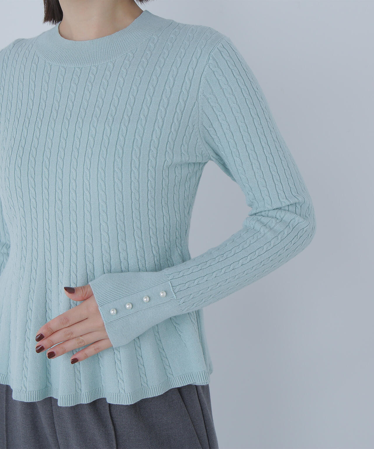 ケーブルペプラムニット | NATURAL BEAUTY BASIC（ナチュラル