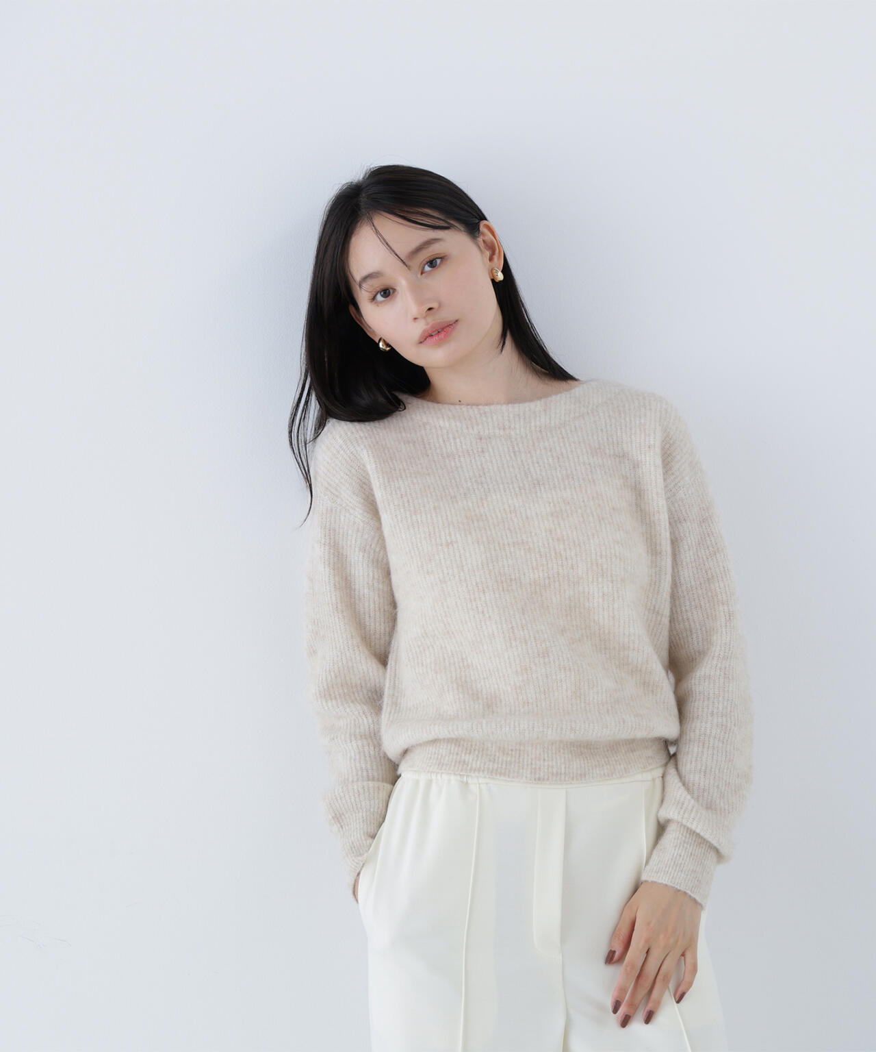 新品未使用 H BEAUTY&YOUTH S クルーネックニット アルパカ混 アルパカ混クルーネックニット | NATURAL BEAUTY BASIC（ナチュラル