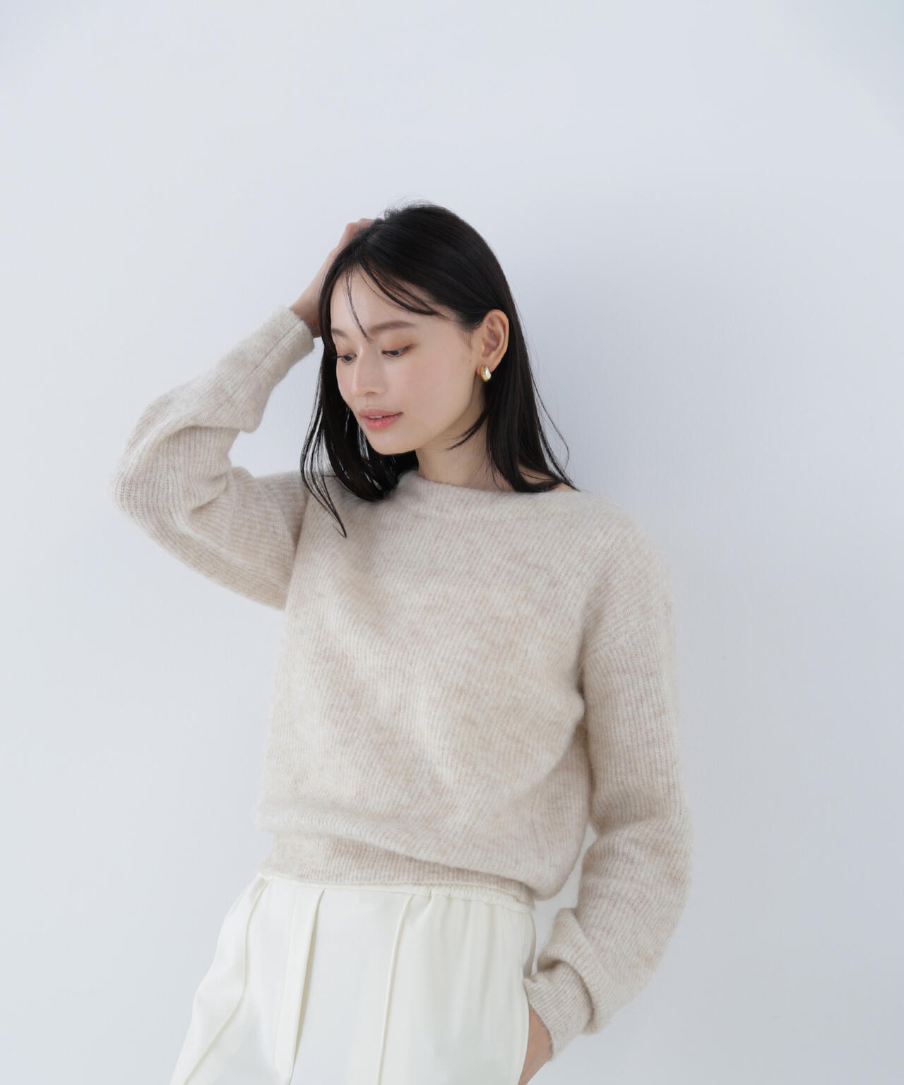 新品未使用 H BEAUTY&YOUTH S クルーネックニット アルパカ混 アルパカ混クルーネックニット | NATURAL BEAUTY BASIC（ナチュラル