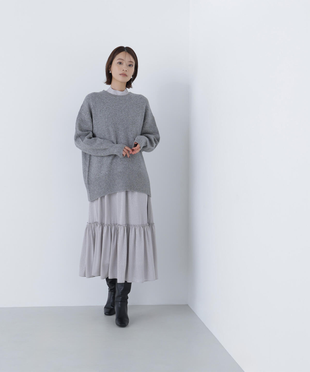 ナチュラルビューティーベーシック（NATURAL BEAUTY BASIC）/バックスリットミドルニット バックスリットミドルニット | NATURAL BEAUTY BASIC（ナチュラル