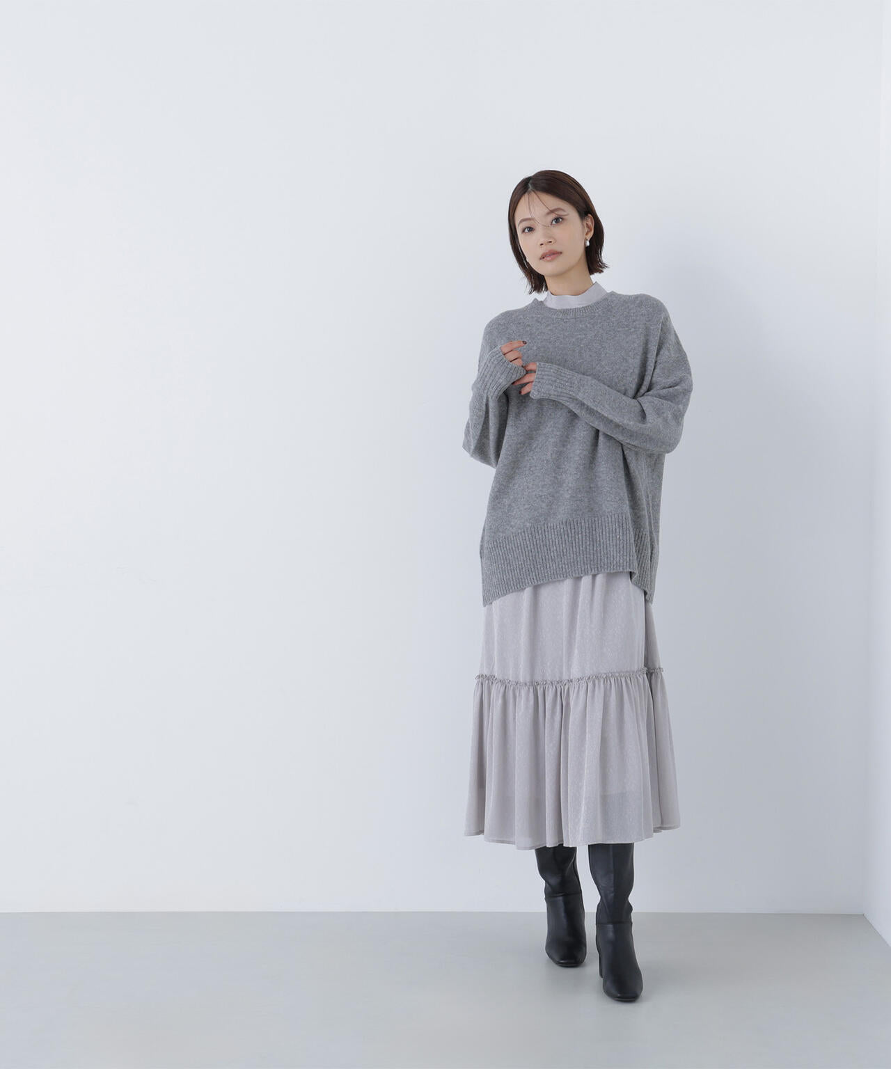 ※tama※SEAバックスリットニット　グレー バックスリットミドルニット | NATURAL BEAUTY BASIC（ナチュラル