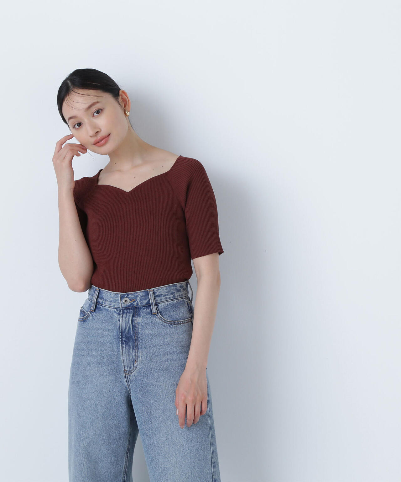 ラグランハートネックニット | NATURAL BEAUTY BASIC（ナチュラル