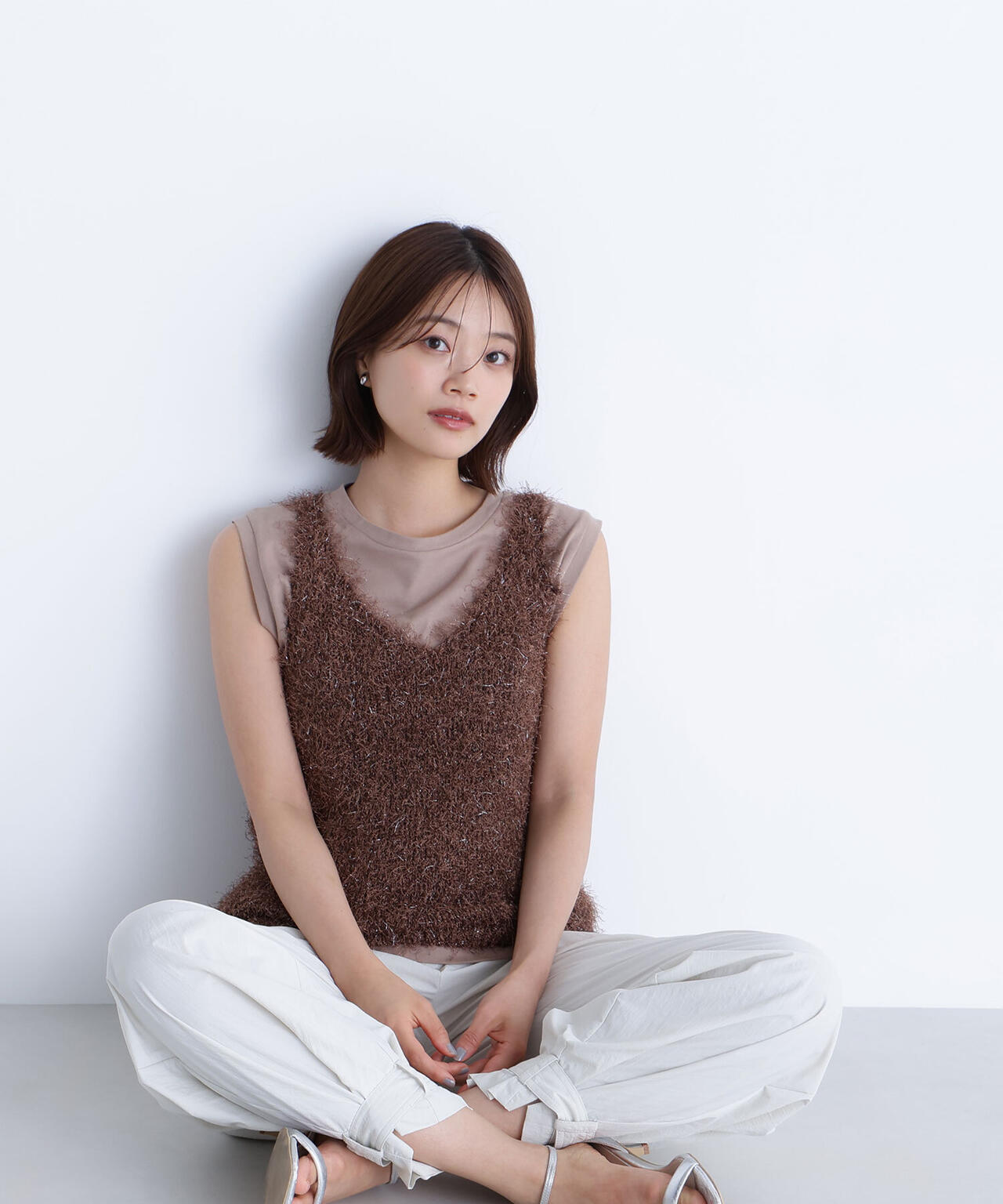 フリンジニットベストセット