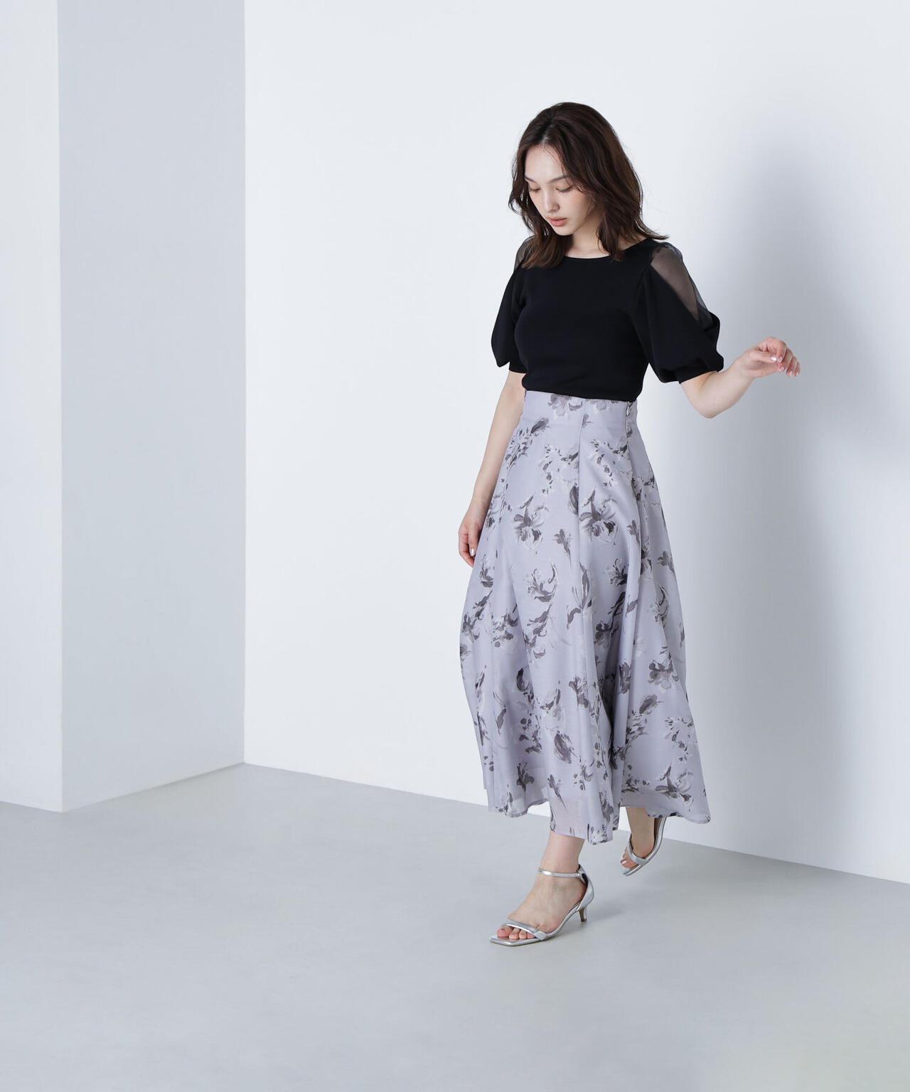 シアーレイヤースリーブニット