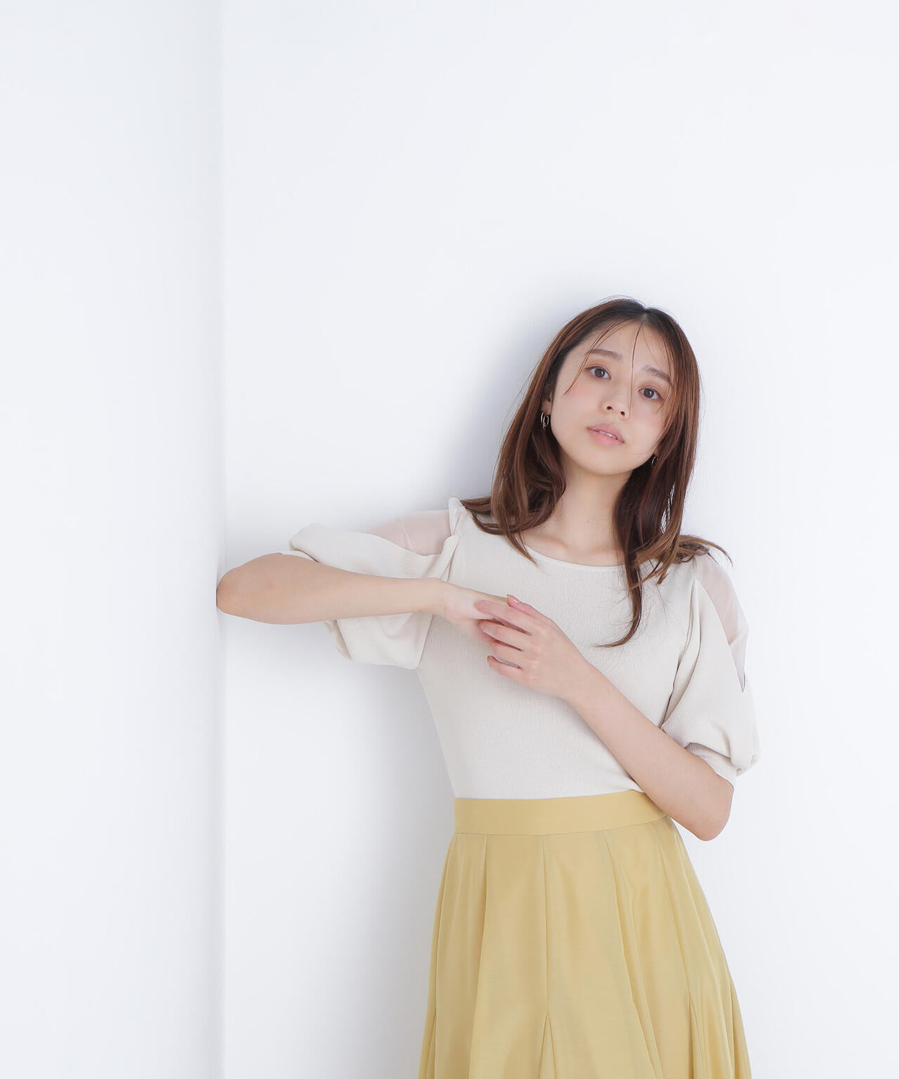 シアーレイヤースリーブニット