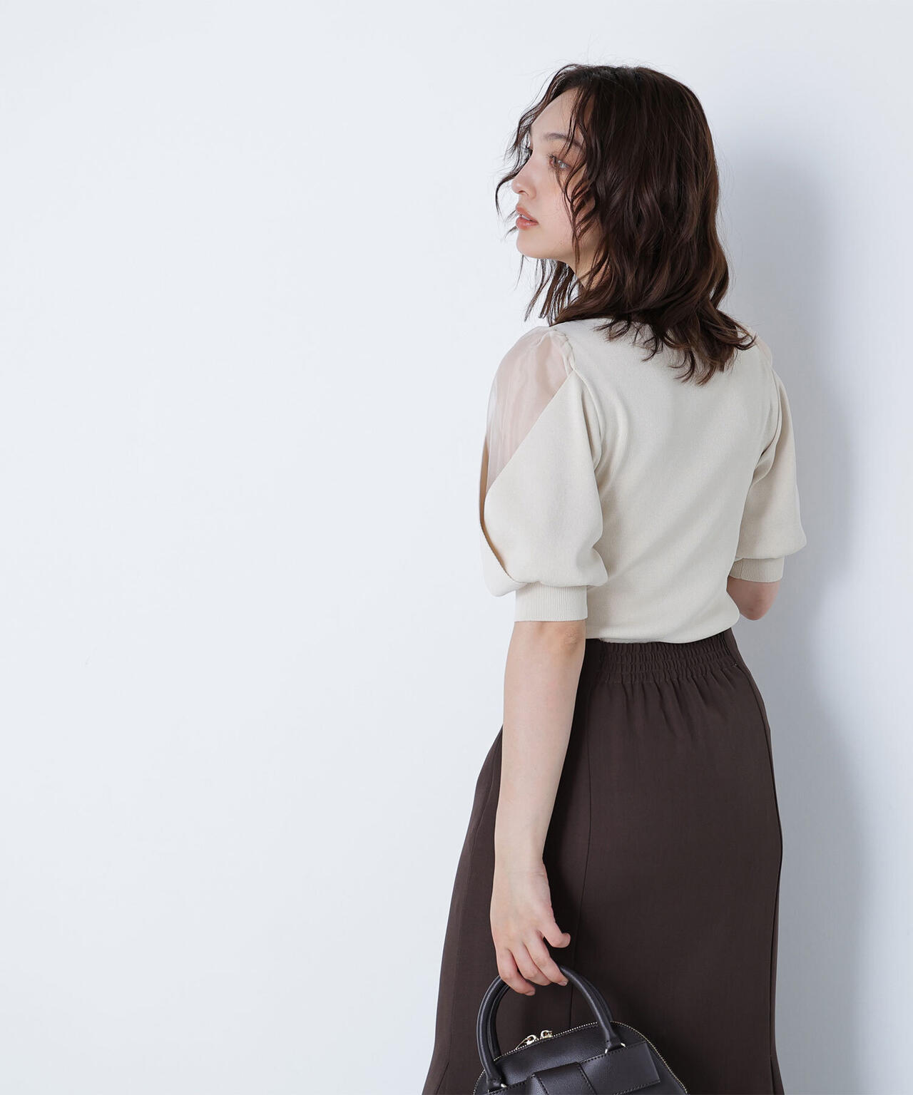 シアーレイヤースリーブニット