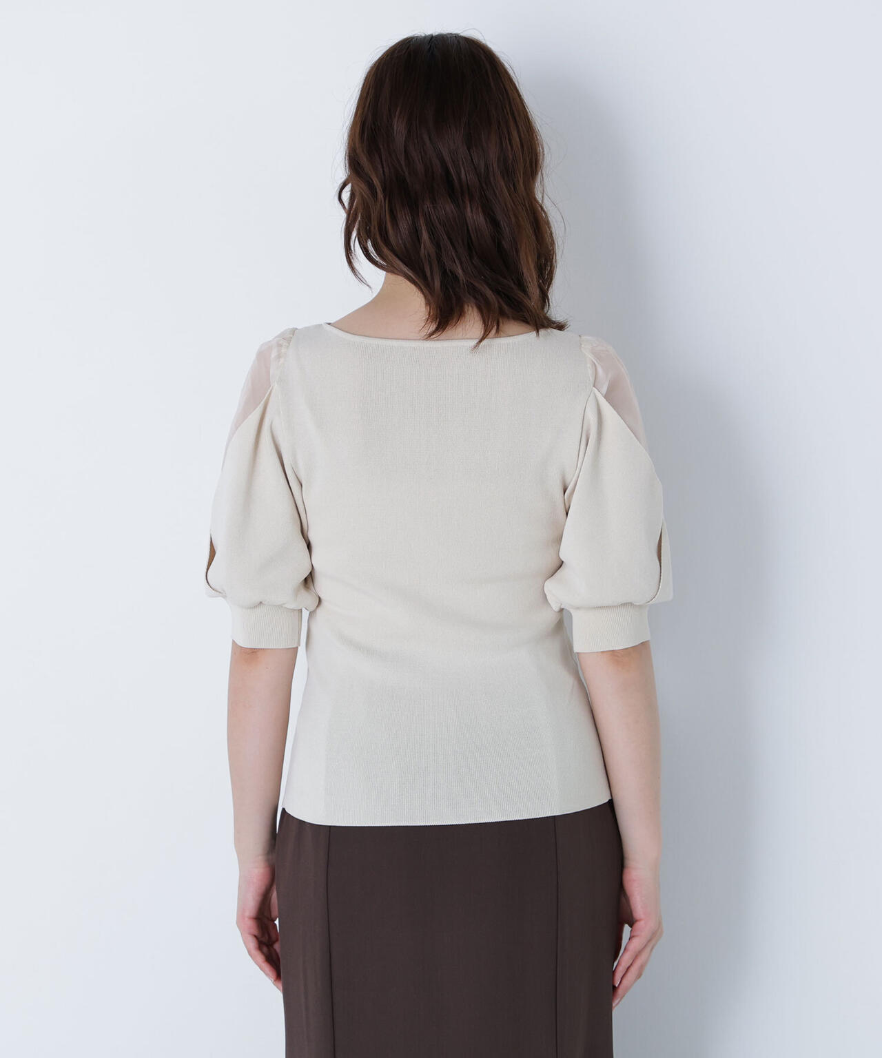 シアーレイヤースリーブニット