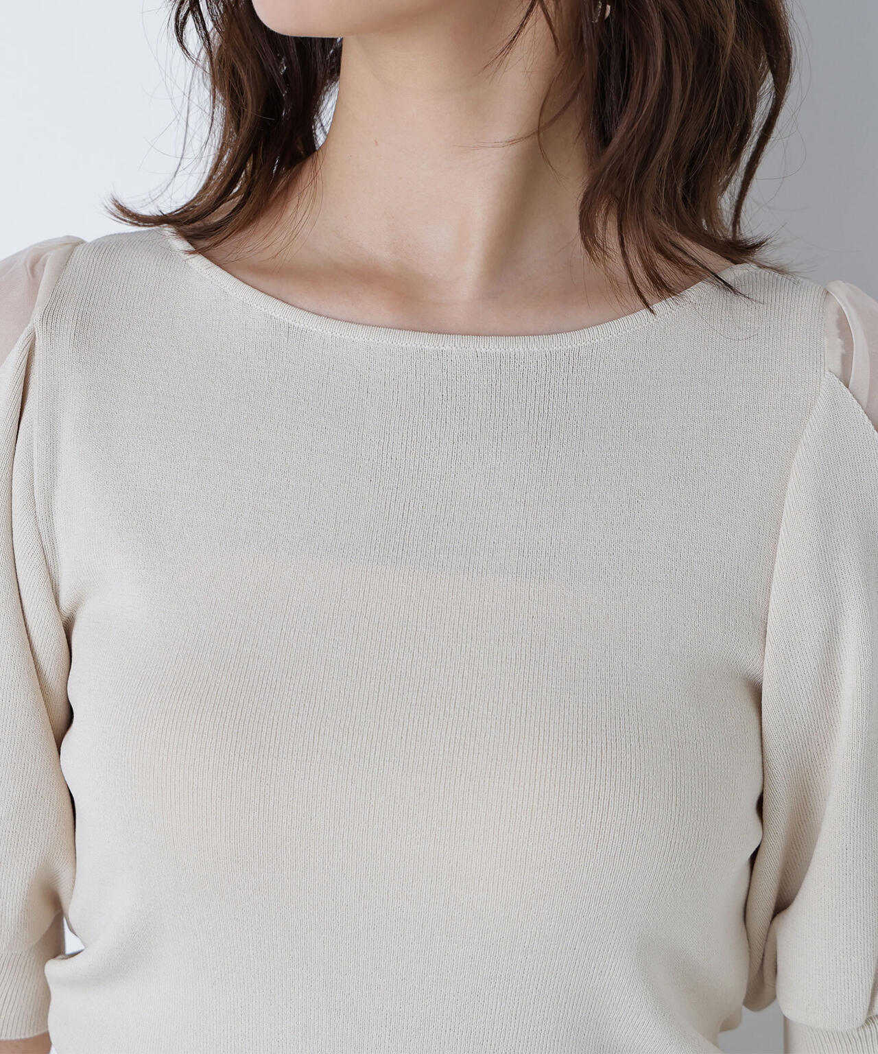 シアーレイヤースリーブニット