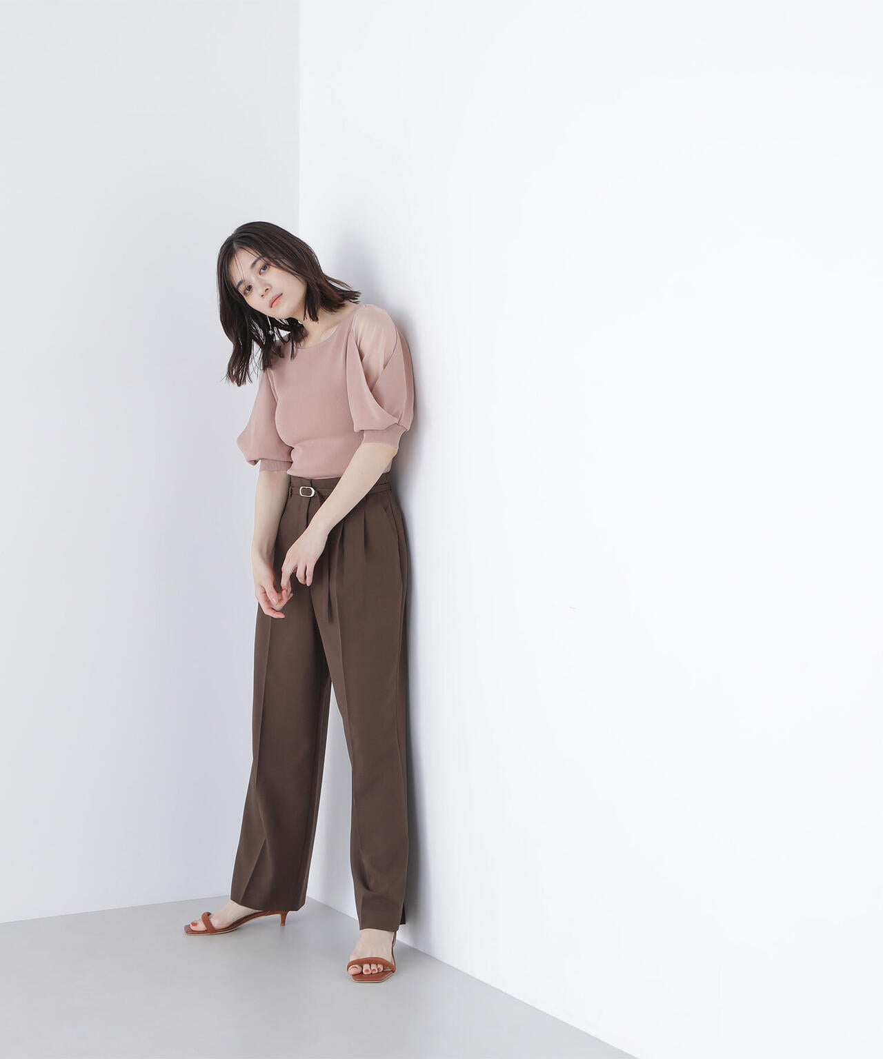 シアーレイヤースリーブニット