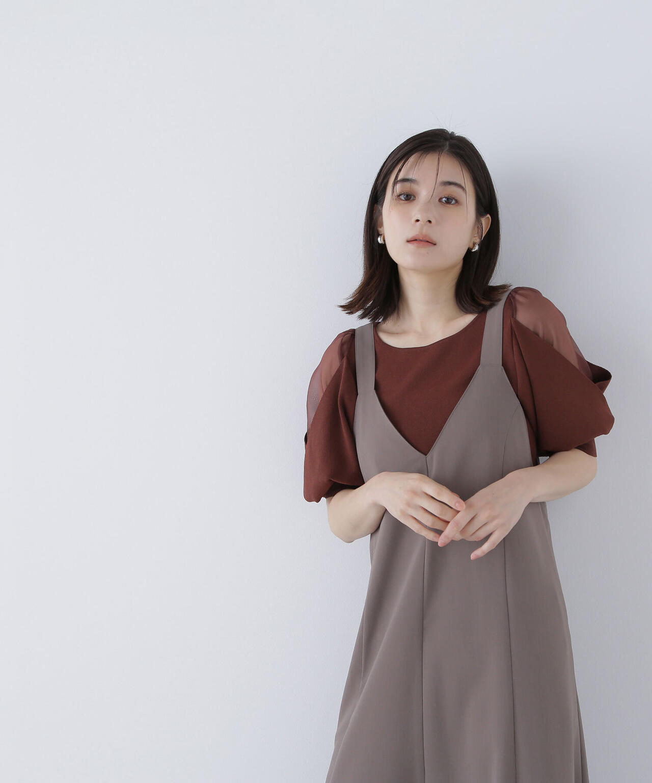 シアーレイヤースリーブニット