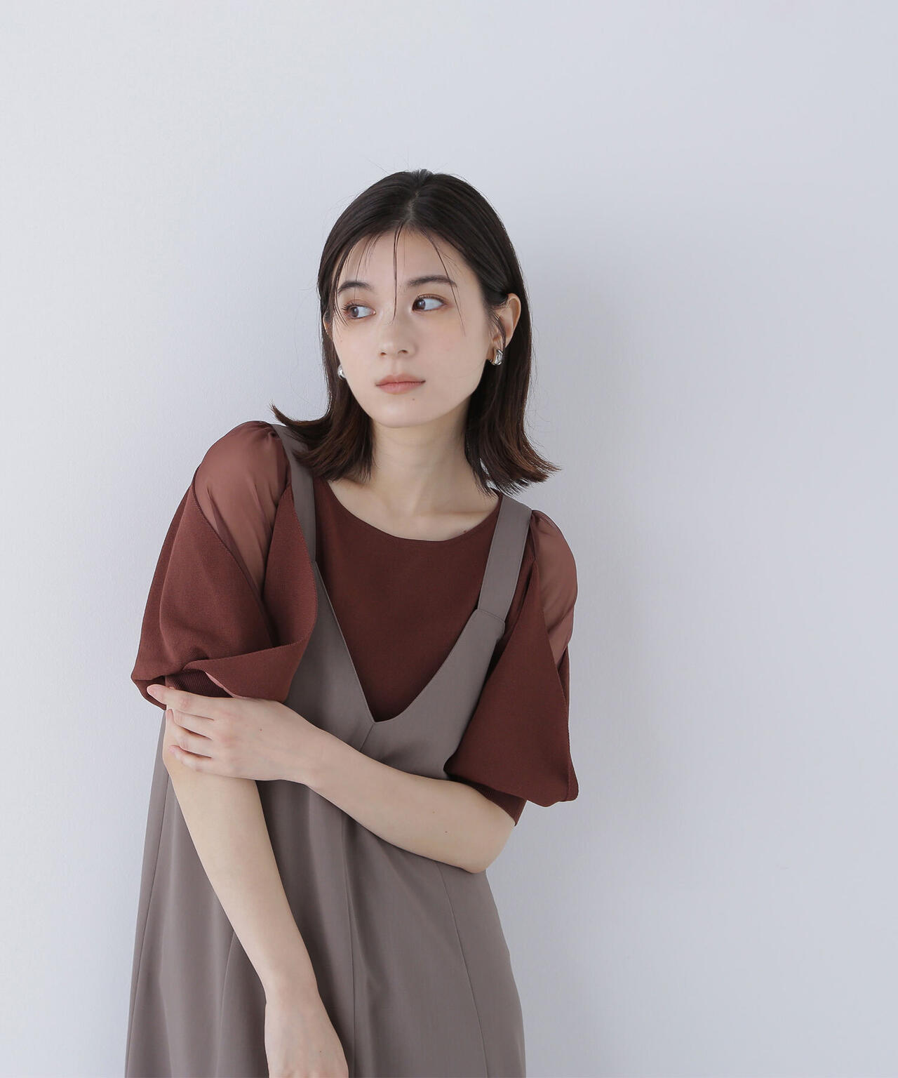 シアーレイヤースリーブニット