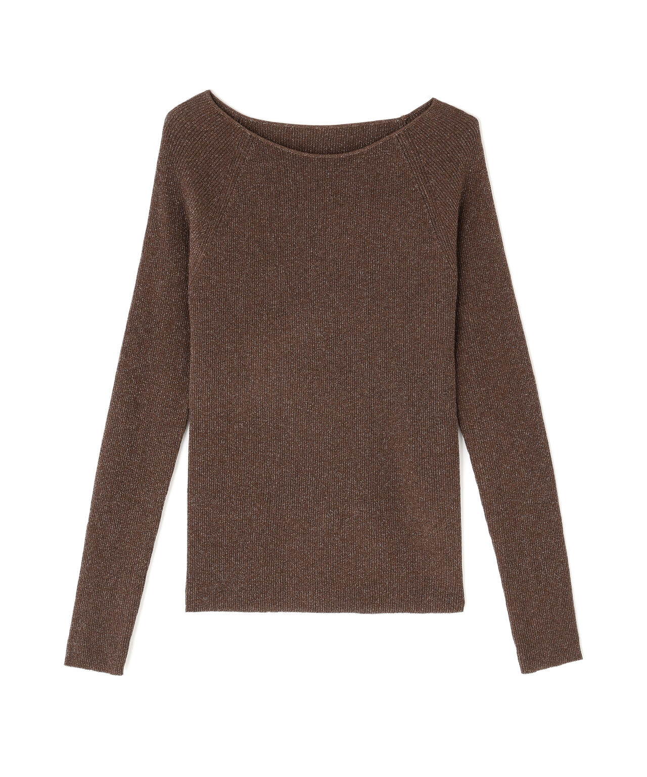 ラメリブボートネックニット