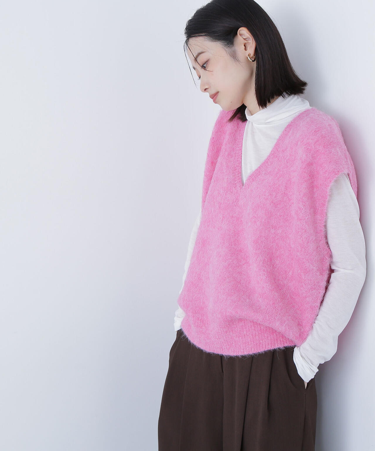 ヘアリーVネックベスト | NATURAL BEAUTY BASIC（ナチュラル