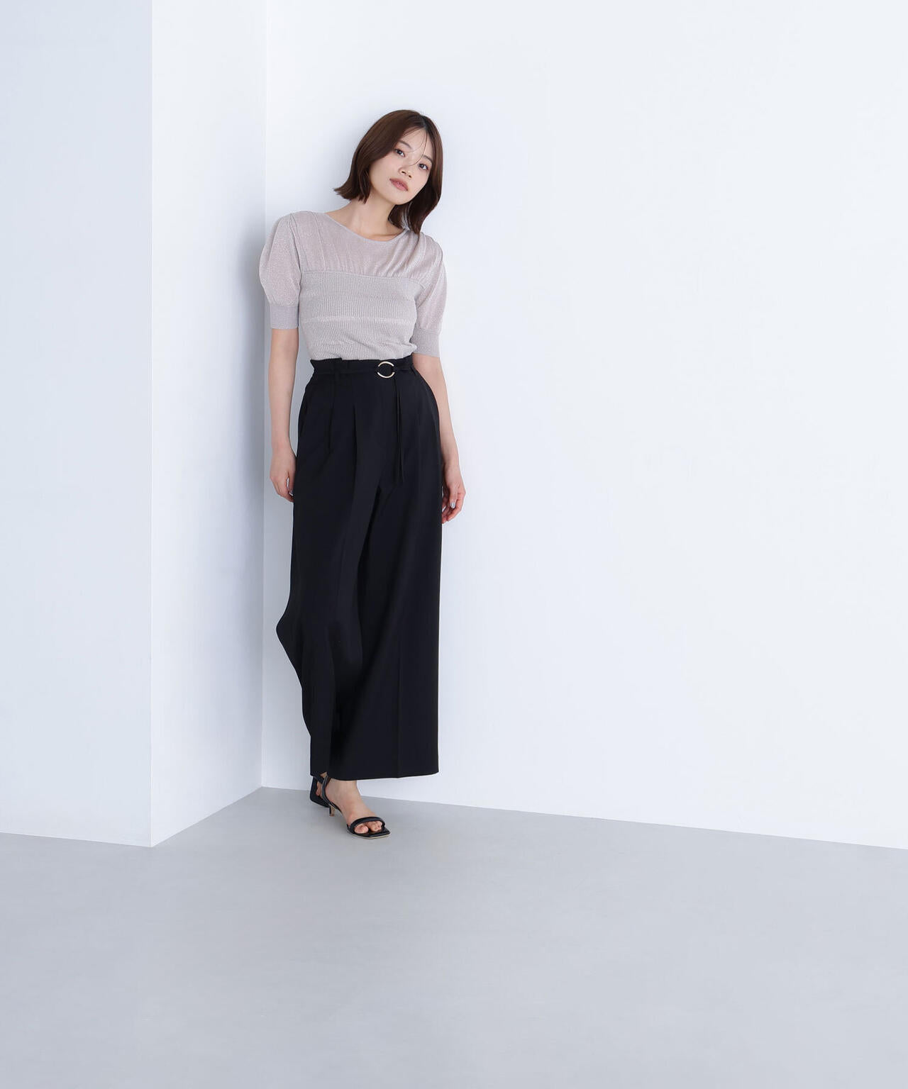 切替ラメリブニット