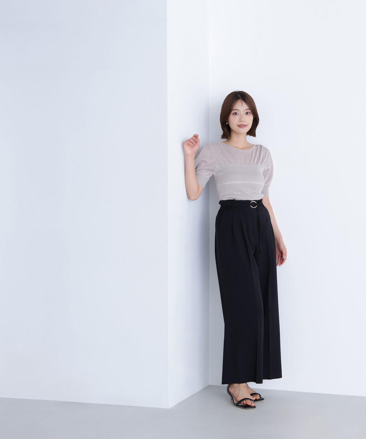 切替ラメリブニット