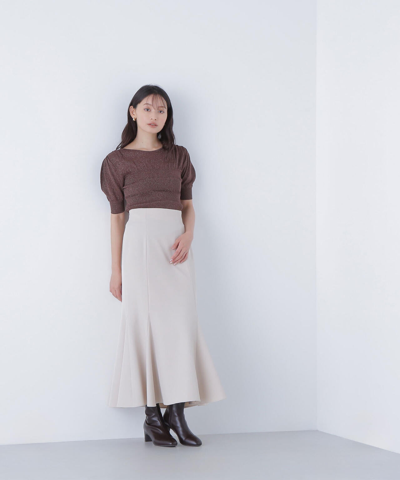 切替ラメリブニット