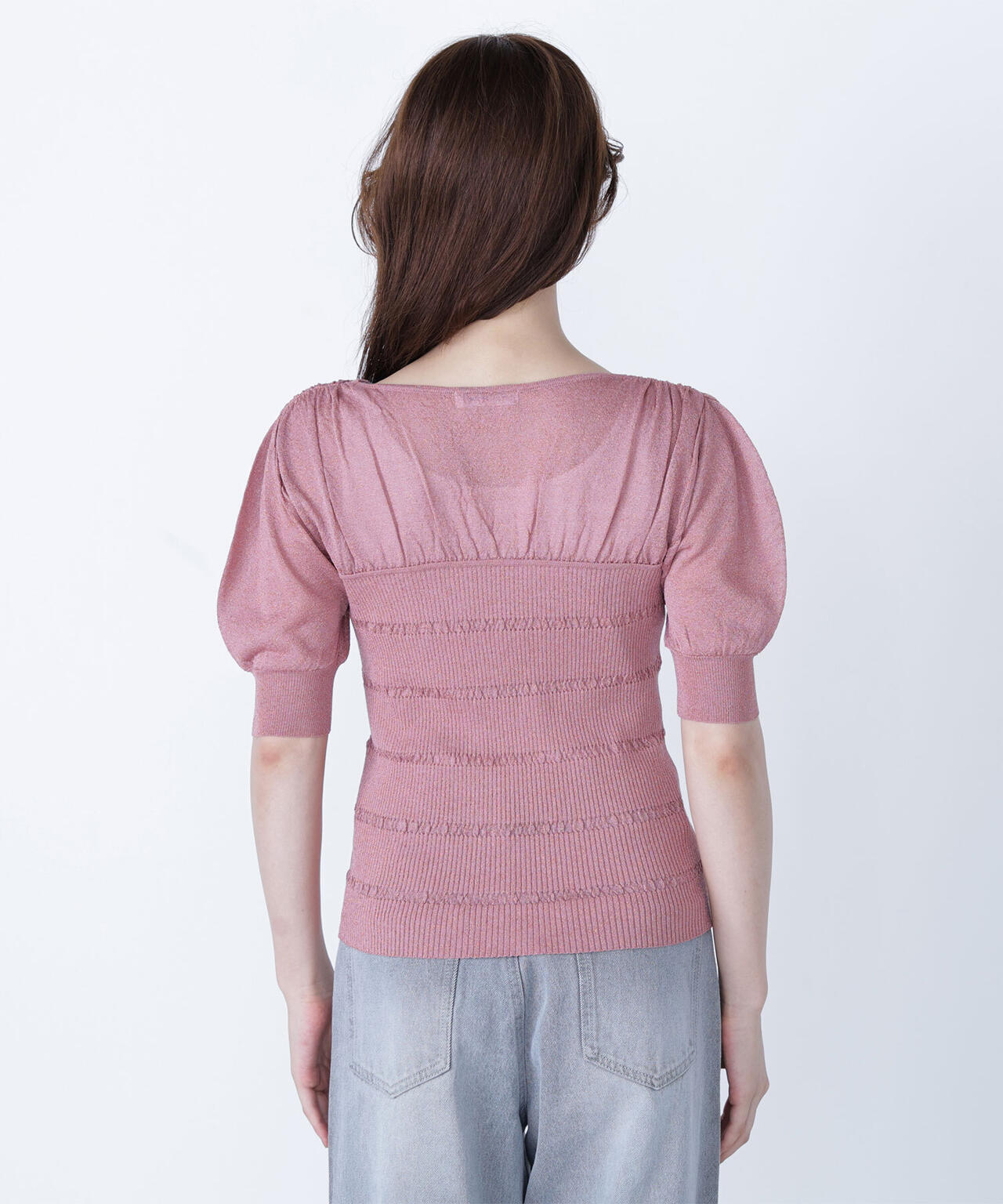 切替ラメリブニット