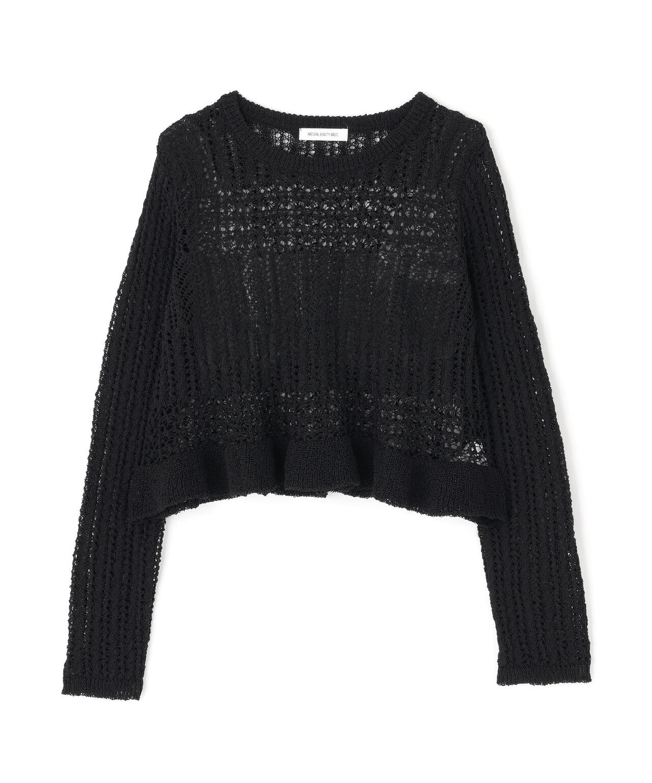 クロップドレースメッシュニット