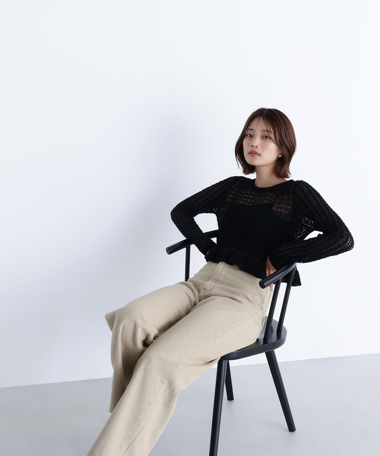 クロップドレースメッシュニット | NATURAL BEAUTY BASIC（ナチュラル