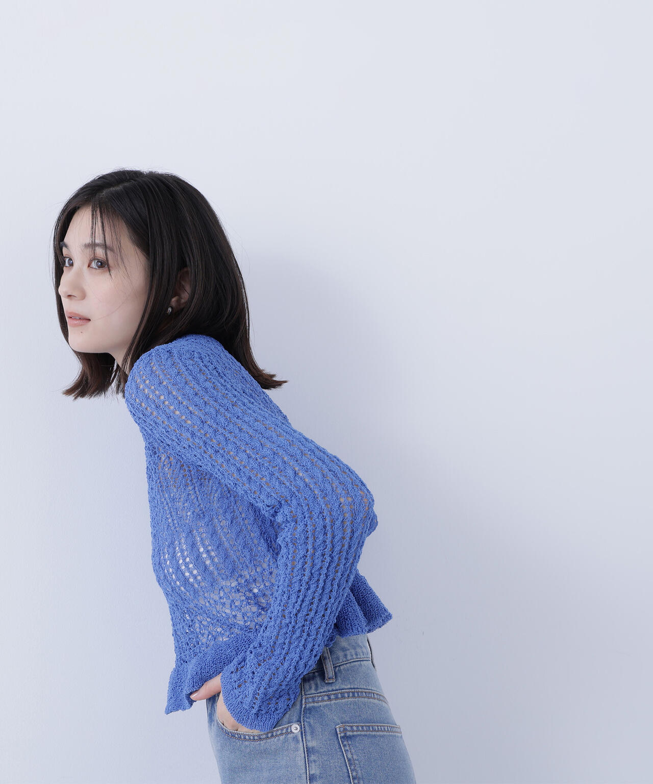 クロップドレースメッシュニット | NATURAL BEAUTY BASIC（ナチュラル