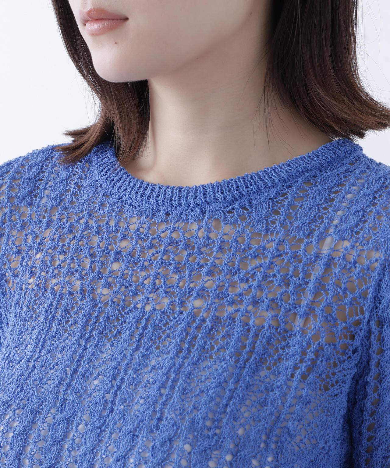 クロップドレースメッシュニット