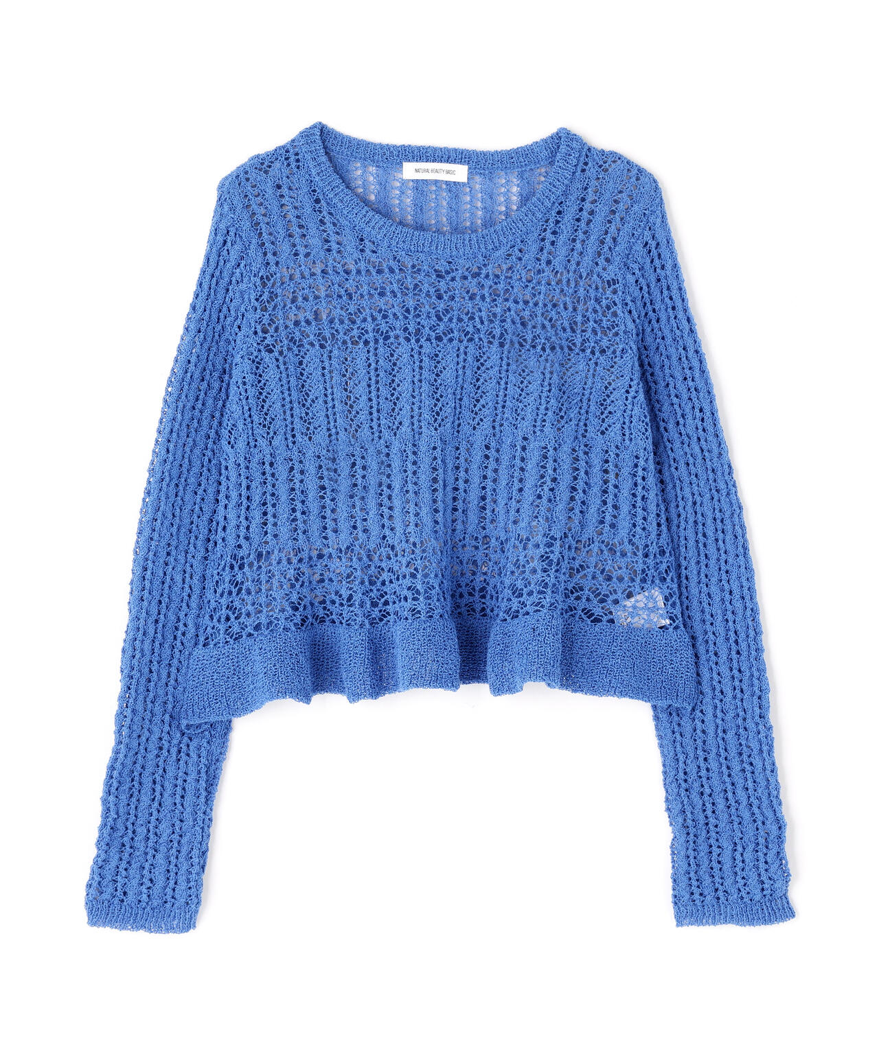 クロップドレースメッシュニット