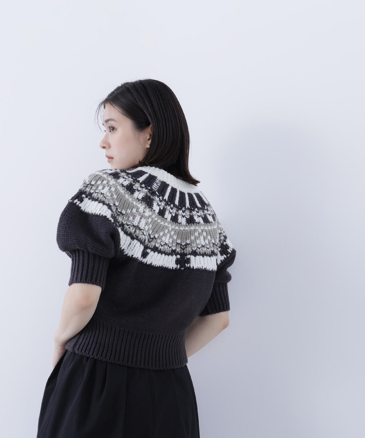 【BLANC】ノルディックハーフスリーブニット