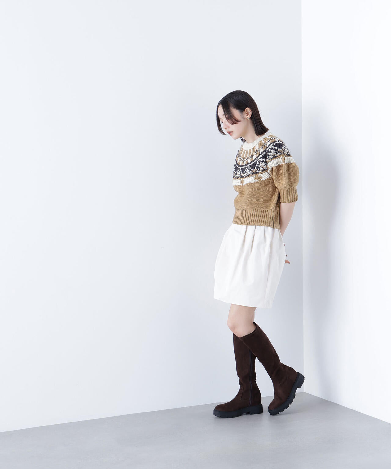 【BLANC】ノルディックハーフスリーブニット