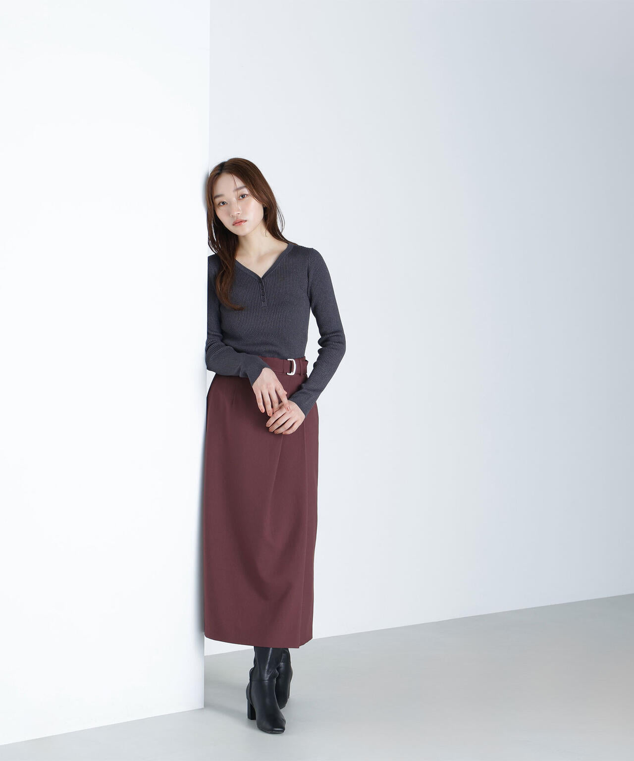 フロントボタンラメリブニット