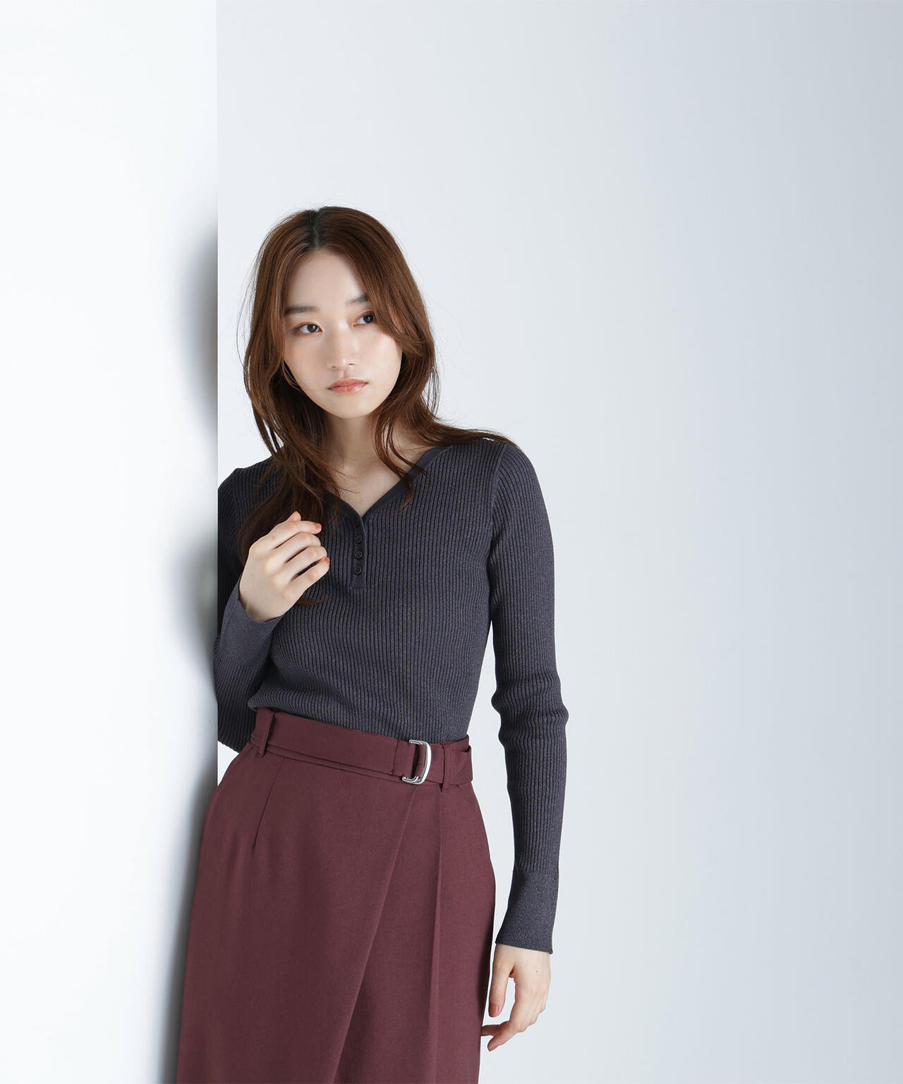 フロントボタンラメリブニット | NATURAL BEAUTY BASIC