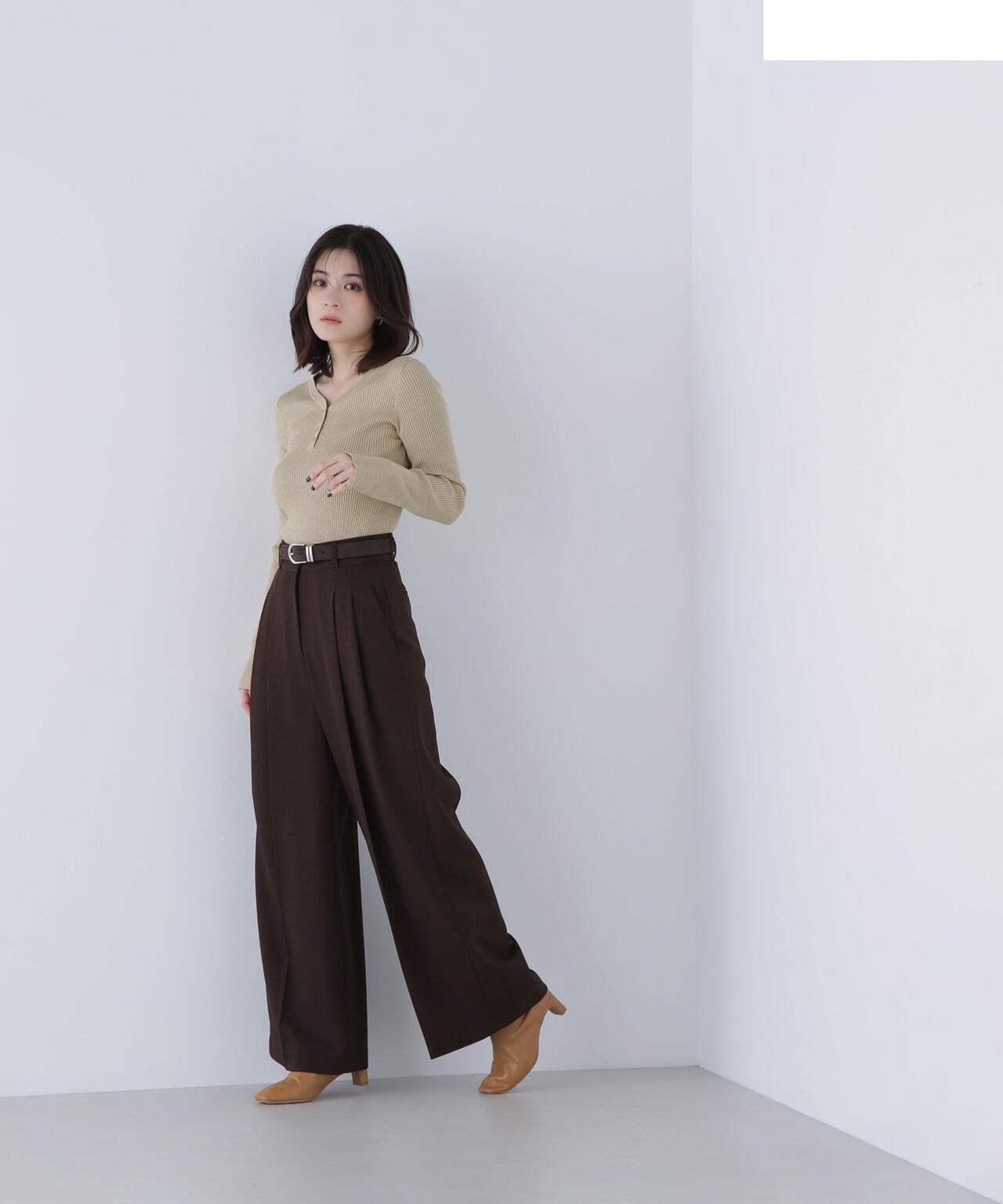 フロントボタンラメリブニット | NATURAL BEAUTY BASIC