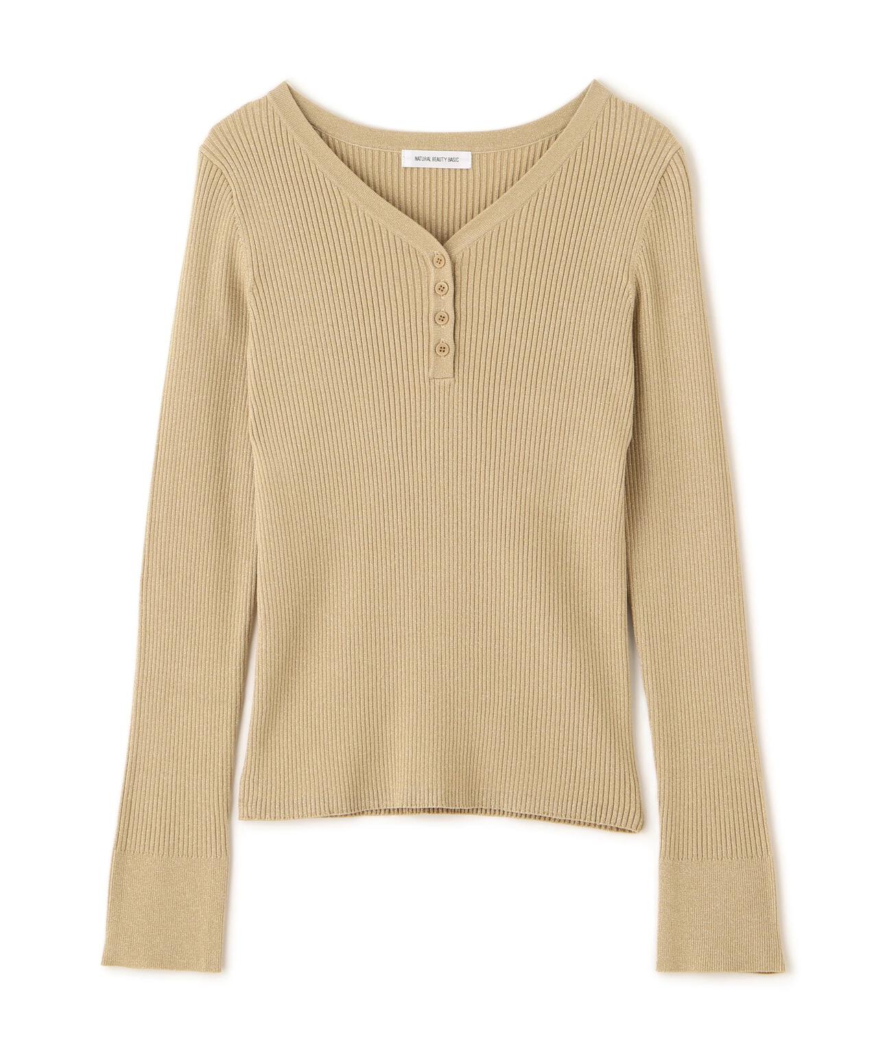 フロントボタンラメリブニット | NATURAL BEAUTY BASIC