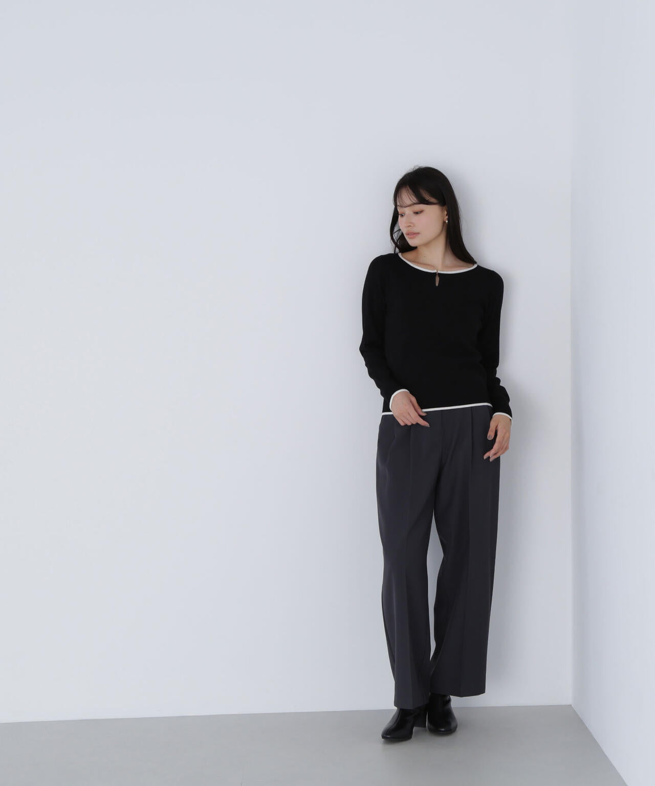 メタルポイントバイカラーニット