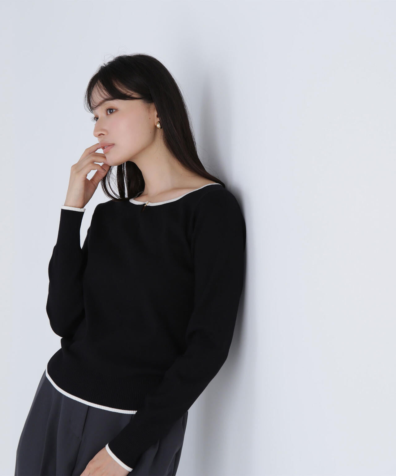 メタルポイントバイカラーニット